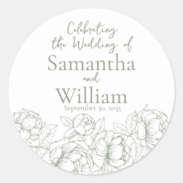 セージグリーンミニマルモダンリストボホフローラ結婚ズ ラウンドシール