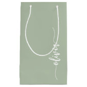 セージグリーンミニマルモダンリストモノグラエレガントム スモールペーパーバッグ (正面)