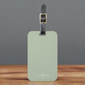 セージグリーンミニマルモダンリストモノグラエレガントム ラゲッジタグ