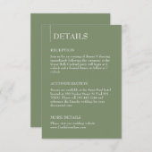セージグリーンミニマル披露宴詳細とRsvp エンクロージャーカード (正面/裏面)