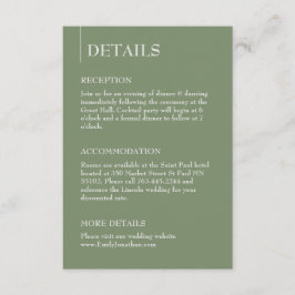 セージグリーンミニマル披露宴詳細とRsvp エンクロージャーカード