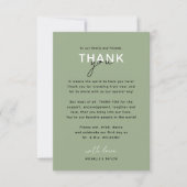セージグリーンミニマ結婚リストのサンキューカード ノートカード (正面)