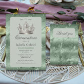 セージグリーンメタリックティアラエレガントキンセアニラ サンキューカード