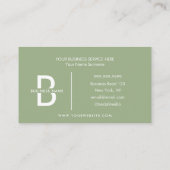 セージグリーンモエレガントノグラムモダンプロフェッショナル 名刺 (裏面)