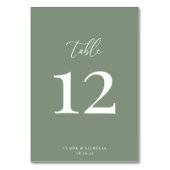 セージグリーンモダンエレガントなウェディングテーブル番号 テーブルナンバー (正面)