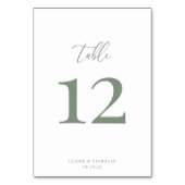 セージグリーンモダンエレガントなウェディングテーブル番号 テーブルナンバー (正面)