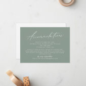 セージグリーンモダンスクリプトのミニマリスト ノートカード (正面/裏面インサイチュ)