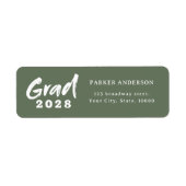 セージグリーンモダンスクリプト卒業差出人住所 ラベル (正面)