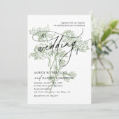 セージグリーンモダンフローラ結婚書道 招待状 (スタンド正面)