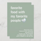 セージグリーンモダンミニマリストリハーサルディナー 招待状 (正面/裏面)