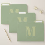 セージグリーンモダンモノグラミニマルムイニシャル名 ファイルフォルダー<br><div class="desc">Sage Green モダン Monogramイニシャル名ミニマルオフィス、大学、自宅または学校のファイルフォルダー。</div>