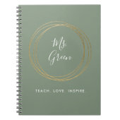 セージグリーンモダン先生感動的引用文 ノートブック (正面)