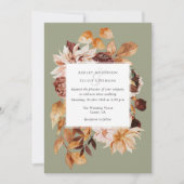 セージグリーンモダン秋エレガンスオータムフローラ 招待状 (正面)