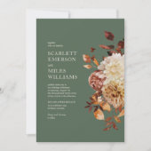 セージグリーンモダン秋テラコッタフローラズ 招待状 (正面)