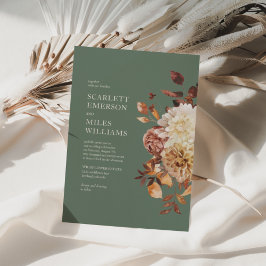セージグリーンモダン秋テラコッタフローラズ 招待状