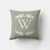 セージグリーンモノエレガントグラム クッション (裏面)