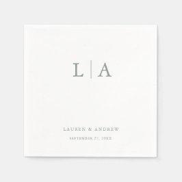 セージグリーンモノグラエレガントムシンプル結婚 スタンダードカクテルナプキン