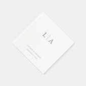 セージグリーンモノグラエレガントムシンプル結婚 スタンダードカクテルナプキン (角)