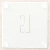 セージグリーンモノグラムイニシャルシンプル ガラスコースター (裏面)