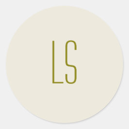 セージグリーンモノグラムイニシャルシンプル ラウンドシール