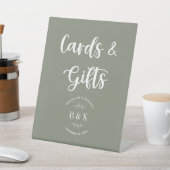 セージグリーンモノグラムフローラウェディングカード&ギフト 台座サイン (インサイチュ)