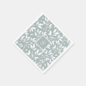 セージグリーンモノグラムフローラコテージパターン スタンダードカクテルナプキン (角)