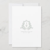 セージグリーンモノグラムフローラ結婚クレスト 招待状 (裏面)