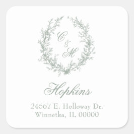 セージグリーンモノグラムフローラ結婚リース スクエアシール