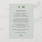 セージグリーンモノグラムミニマ結婚リストの詳細 エンクロージャーカード (正面)