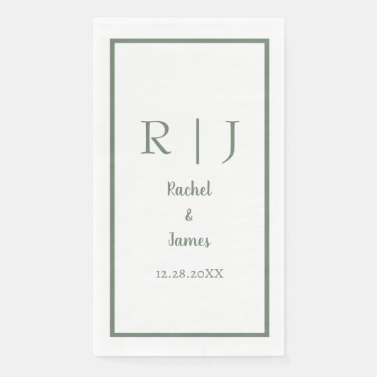 セージグリーンモノグラム名エレガミニマルントウェディング (正面)