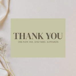セージグリーンモノグラム結婚ズ サンキューカード