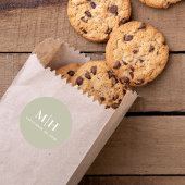 セージグリーンモノグラム結婚式の引き出物カスタム ラウンドシール