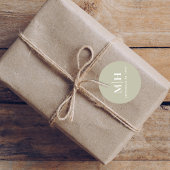 セージグリーンモノグラム結婚式の引き出物カスタム ラウンドシール