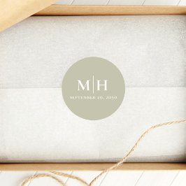 セージグリーンモノグラム結婚式の引き出物カスタム ラウンドシール