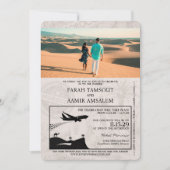 セージグリーンモロッコパスポート結婚式招待状 招待状 (正面)