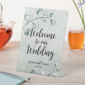 セージグリーンユーカリのノート私たちの結婚の 台座サイン (インサイチュ)