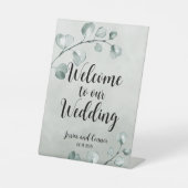 セージグリーンユーカリのノート私たちの結婚の 台座サイン (正面)