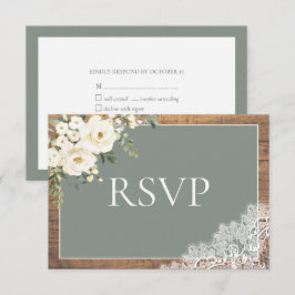 セージグリーンユーカリプスレースウッドウェディングRSVP 出欠カード