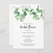 セージグリーンユーカリプタスリーフブライダルシャワーシック ポストカード (正面/裏面)