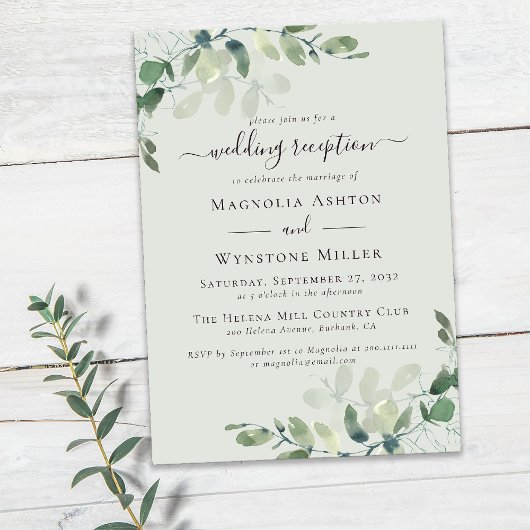 セージグリーンユーカリプトゥスウェディングレセプション招待状 招待状