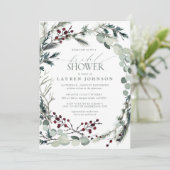 セージグリーンユーカリプトゥスグリーンリーベリーブライダルシャワー 招待状 (スタンド正面)