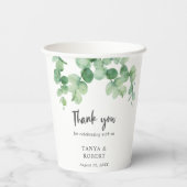 セージグリーンユーカリプトゥスサンキューエレガントレタリング  紙コップ (裏面)