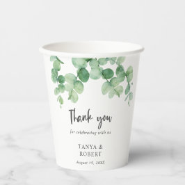 セージグリーンユーカリプトゥスサンキューエレガントレタリング  紙コップ