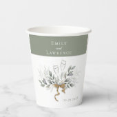 セージグリーンユーカリプトゥスシャンパ結婚ーニュ紙カップ 紙コップ (裏面)