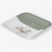 セージグリーンユーカリプトゥスチャンパ結婚ーニュプレート ペーパープレート (傾斜あり)