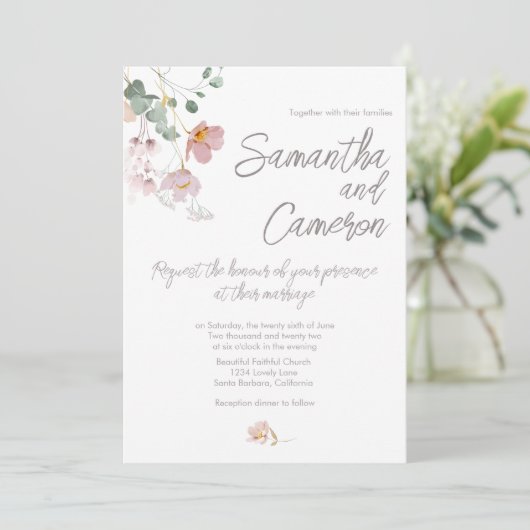 セージグリーンユーカリプトゥスピンク花模様結婚ズ (スタンド正面)