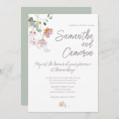 セージグリーンユーカリプトゥスピンク花模様結婚ズ (正面/裏面)