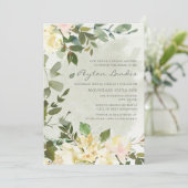 セージグリーンユーカリプトゥスホワイトフローラブライダルシャワー 招待状 (スタンド正面)