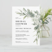 セージグリーンユーカリプトゥスミニマリストブライダルシャワーInv 招待状 (スタンド正面)