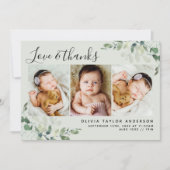セージグリーンユーカリベビー写真 案内状 (正面)